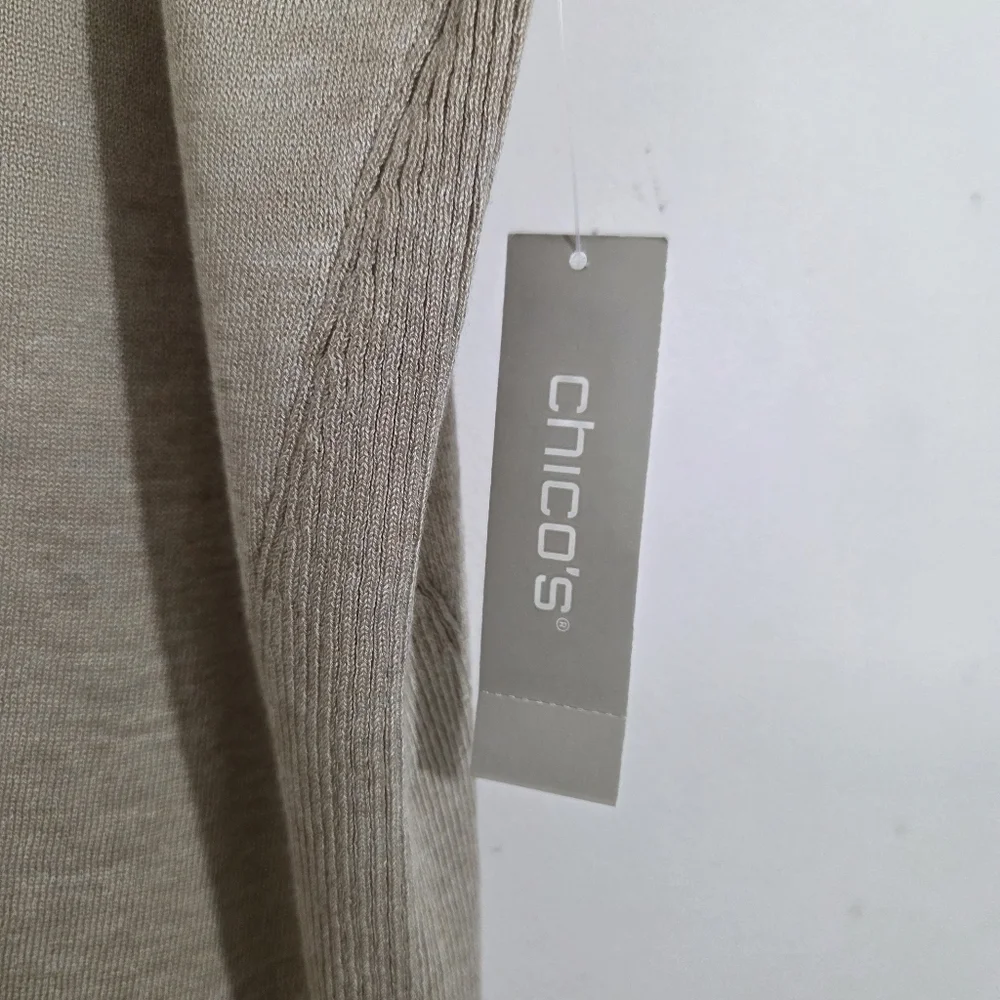 NWT Chico's Tank Sweater Rib Trim Knit Sand Beige Tan Size XL Neutral Sleeveless